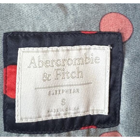ABERCOMBIE & Fitch Pajama Size Small Blue Red Polka Dot Print Pants Shirt - Picture 4 of 8